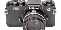 Nikon FE2 35mm Film Photography Camera in black with Nikkor AI-S 50 mm f/1.4 lens